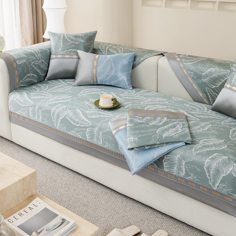 Ice Silk Sofa Cushion Summer Light Luxury Seat Cushion for Summer Cold Feeling Cool Pad Cover Towel Summer Style Sofa Cover