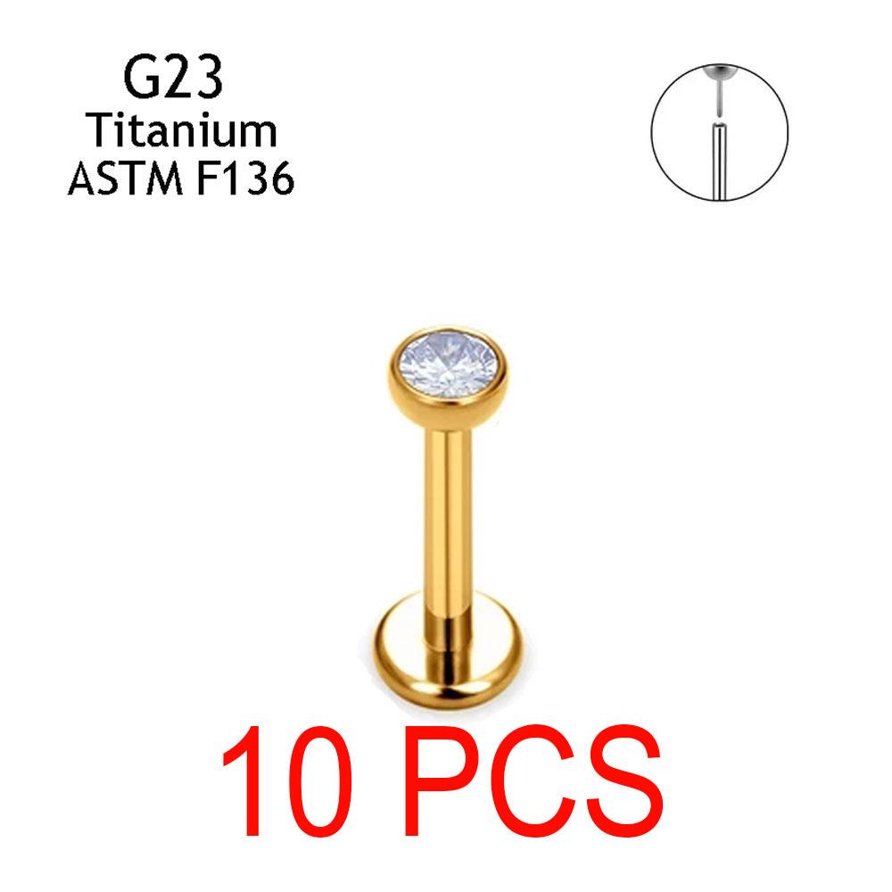 10 Stück Ohrstecker Gewindelose G23 Titan Nase PIERC Push Pin Labret Lippenringe Ohrringe Knorpel Helix Piercing Schmuck