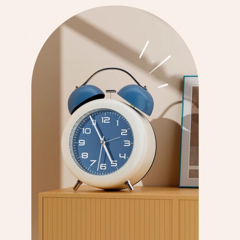 Zwillingsglocken Wecker für Kinder, ABS, Blau, batteriebetrieben, Nachttischuhr