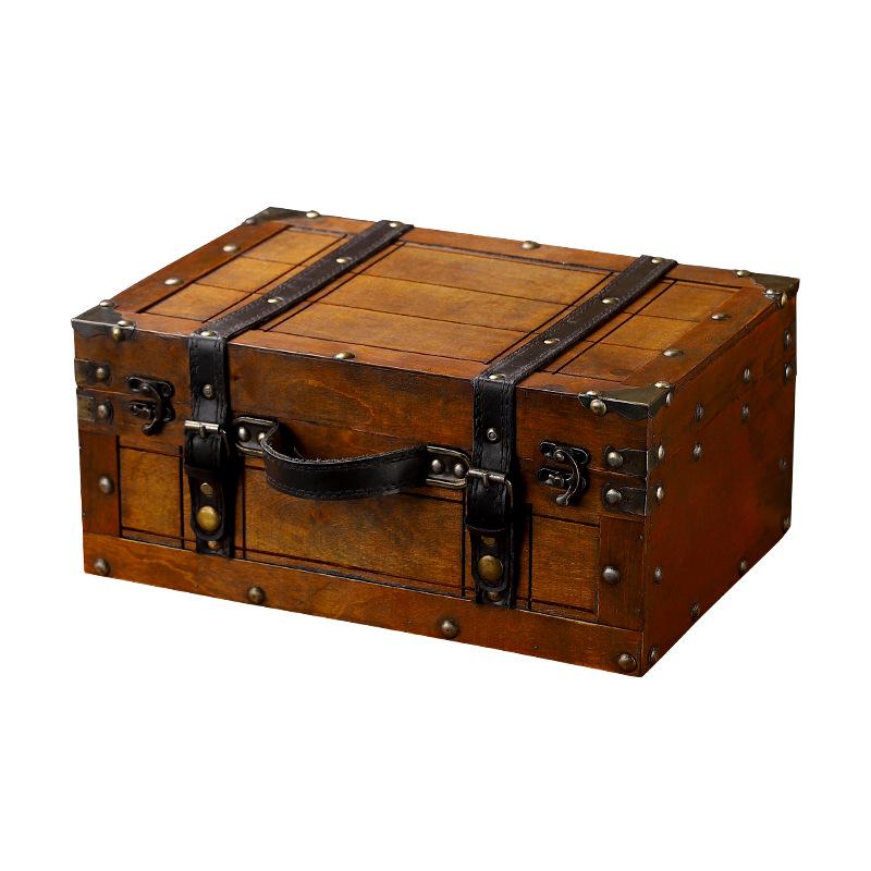 Vintage Distressed Wooden Suitcase Storage Box - Antique Style Photography Prop & Decoration