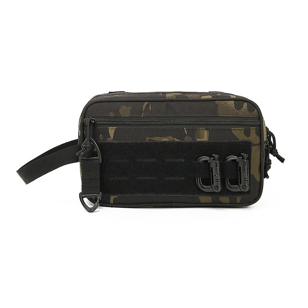 Waterproof Tactical Molle Admin Pouch with Carabiner and Keychain Laser Cut EDC Modular Horizontal Utility Tool Pouch Bag