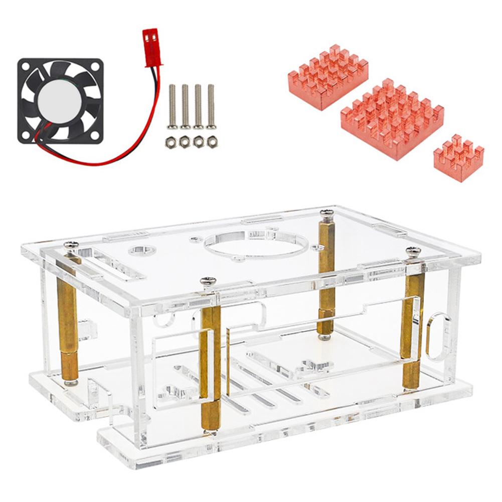 For Orange Pi RV2 Acrylic Case Transparent Protective Box Shell Cooling Fan Copper Heatsinks Optional For Orange Pi RV2 Board