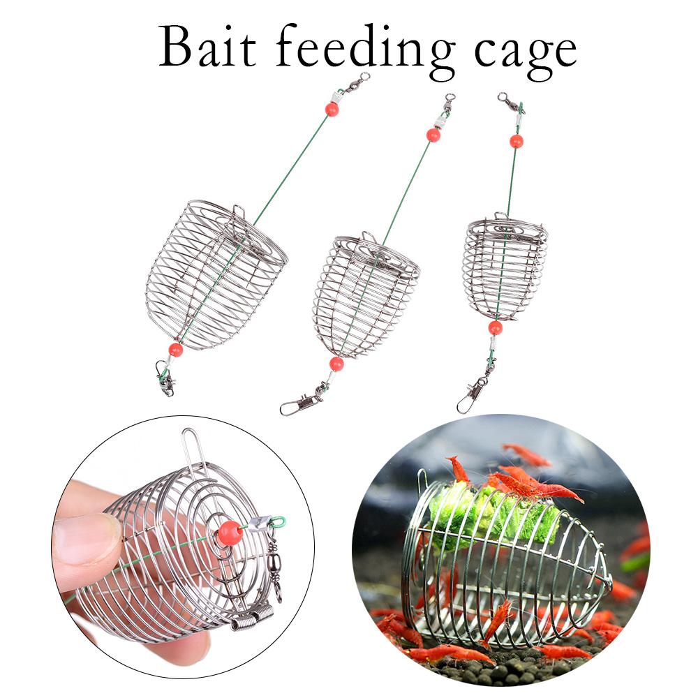 1PC Durable Aquarium Small Bait Feeder Crystal Shrimp Dry Food Feeding Fishing Lure Cage Stainless Steel Aquarium Bait Feeder