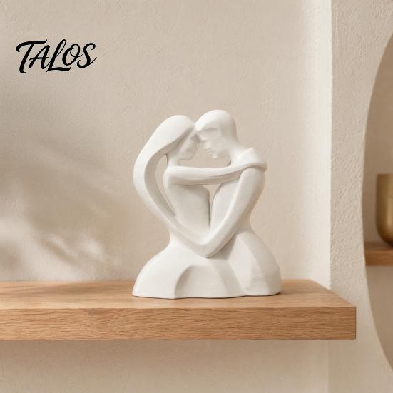 Romantic Couple Sculpture 3D Printed Hugging Heart-Shaped Sculpture, Embrace Figurine with Matte White Finish, Modern Minimalist Decor Tabletop