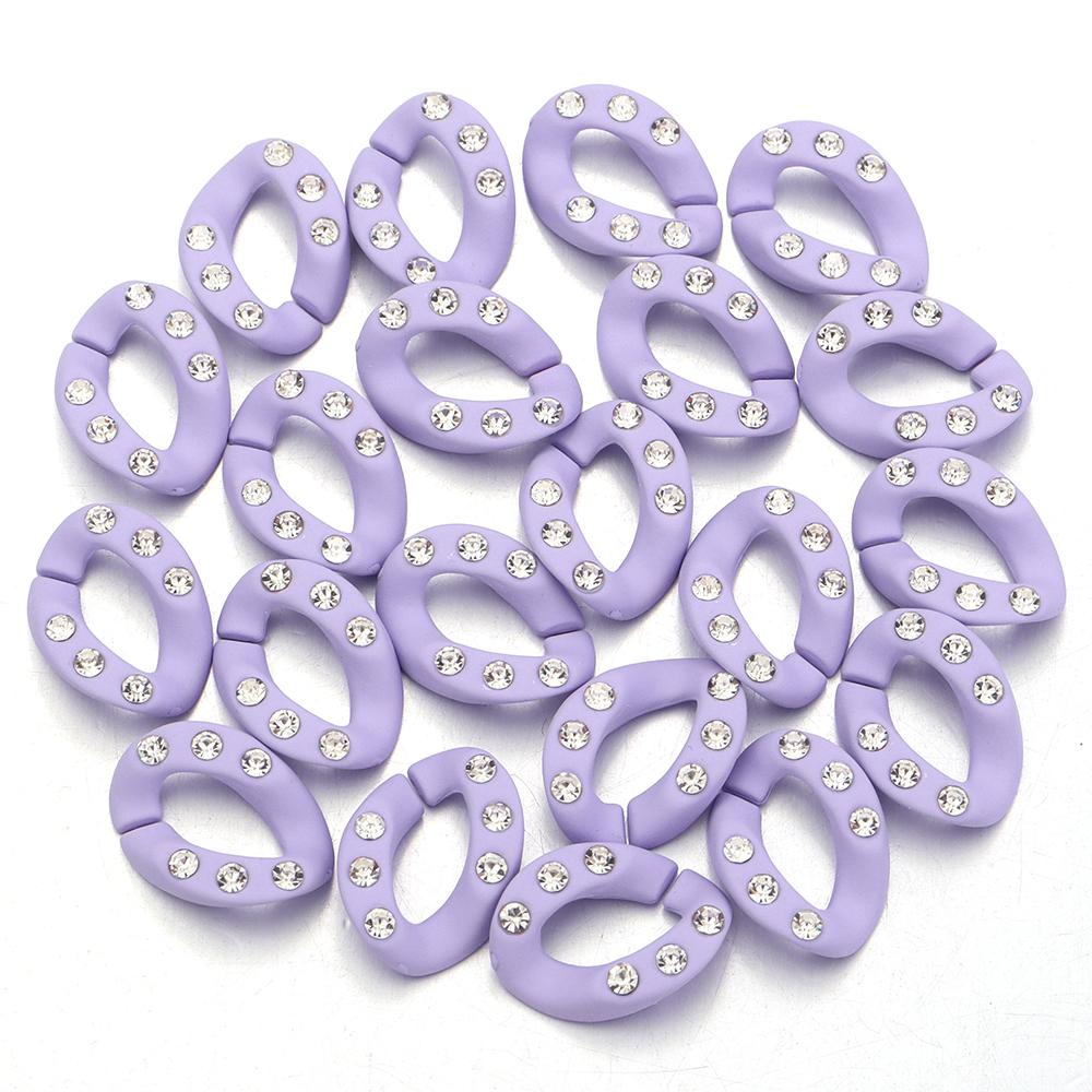 20pcs 19x14mm Acrylic Link Chain Clasp Colorful Open Buckle Beads Connector With Diamond For Jewelry Making Necklace Bag Chain