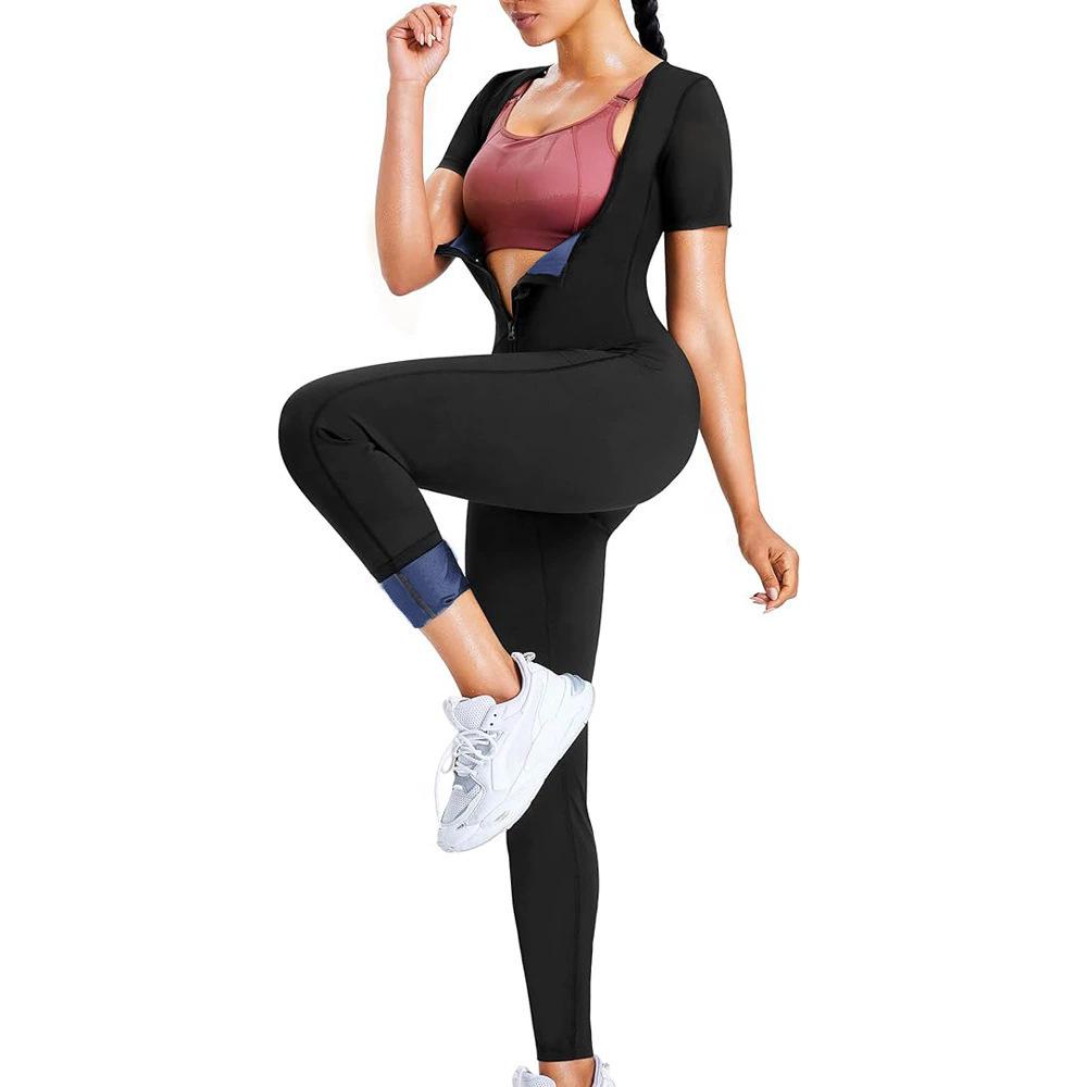 

Women s Sauna-Style Cross-Back Bodysuit with Tummy Control for Yoga and Fitness Large