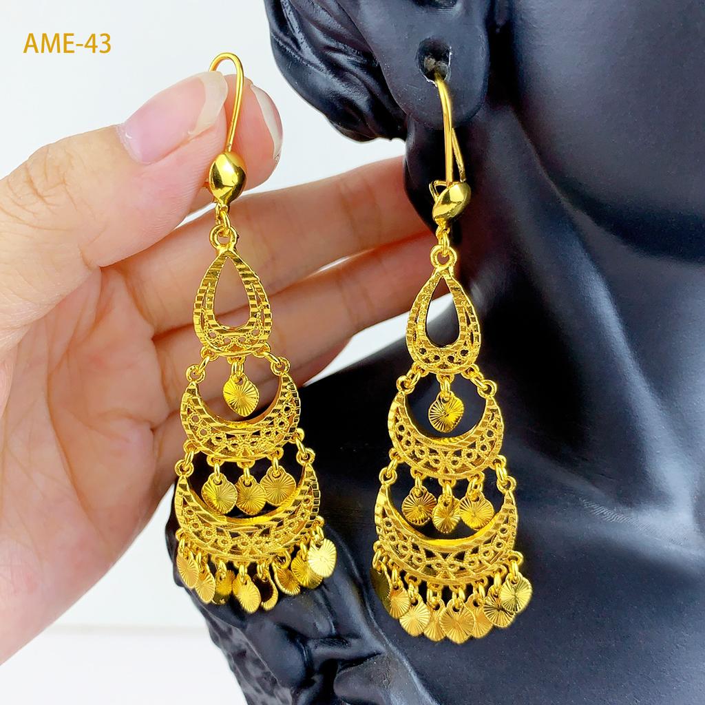 Dubai Middle East Jewelry 24K Gold Plated Earrings Personalized Simple African Nigerian Ladies Earrings Earrings