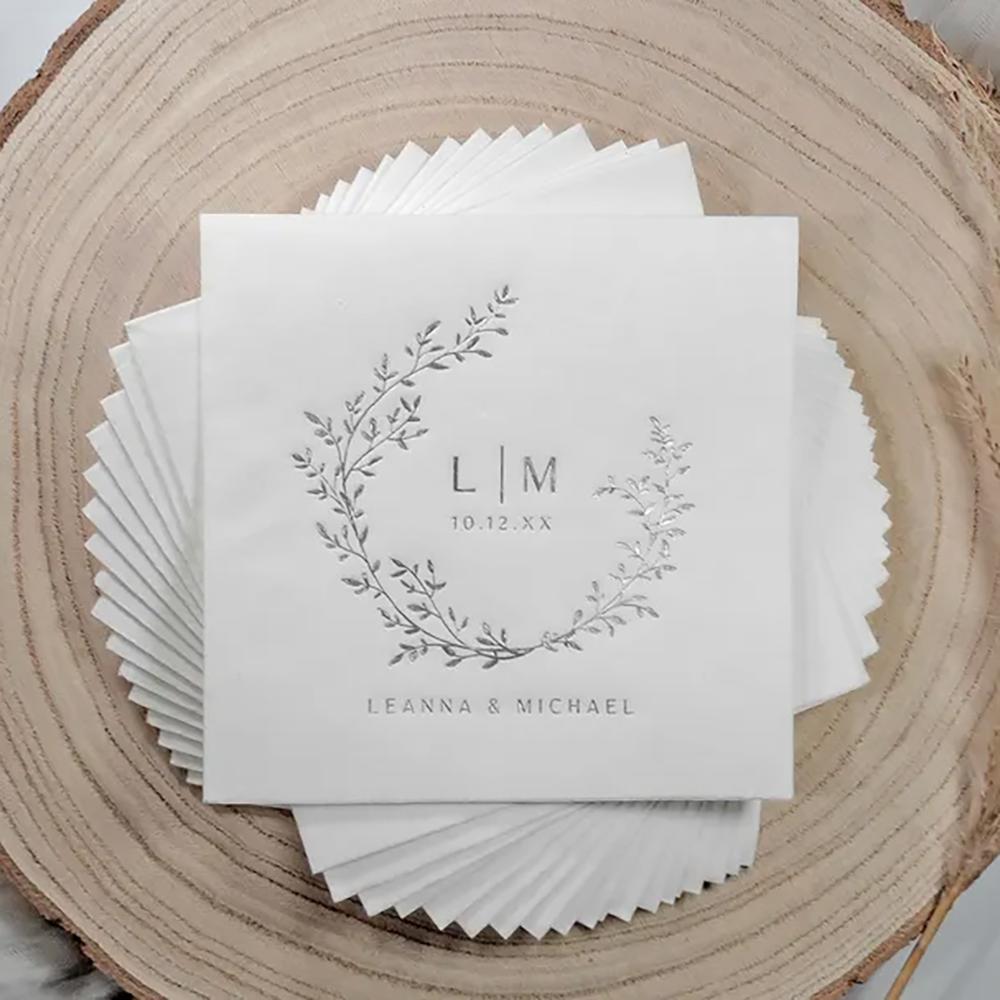 Custom Wedding Napkins Elegant Cocktail Napkins Wedding Bar Bachelorette Party Table Decor Bridal Shower Engagement Gift