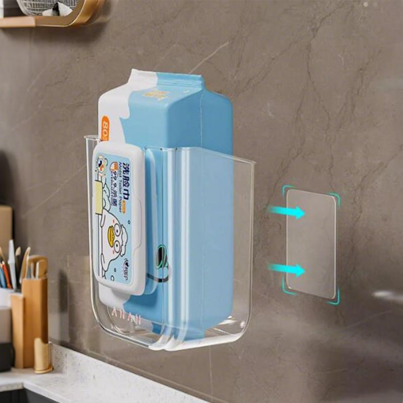 Punching-free Bathroom Tissue Box, Wall Mounted Wet Tissue Storage Box, with Top Large Opening and Strong Load-bearing Capacity