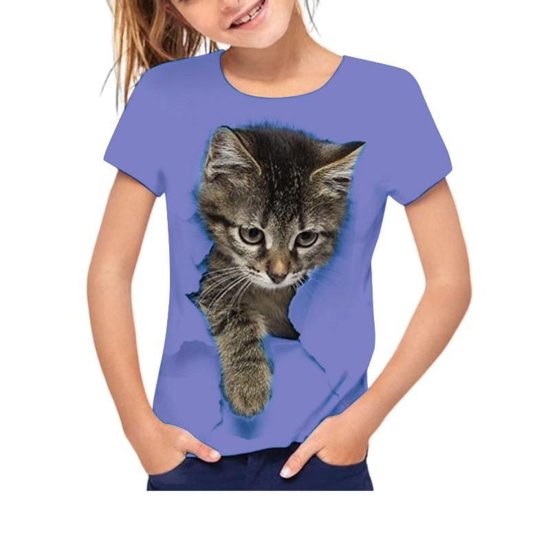 Kids T-shirt 3d Print Summer Children's Cute Animal 3D Printed Simple and Casual Round Neck Short Sleeved T-shirt