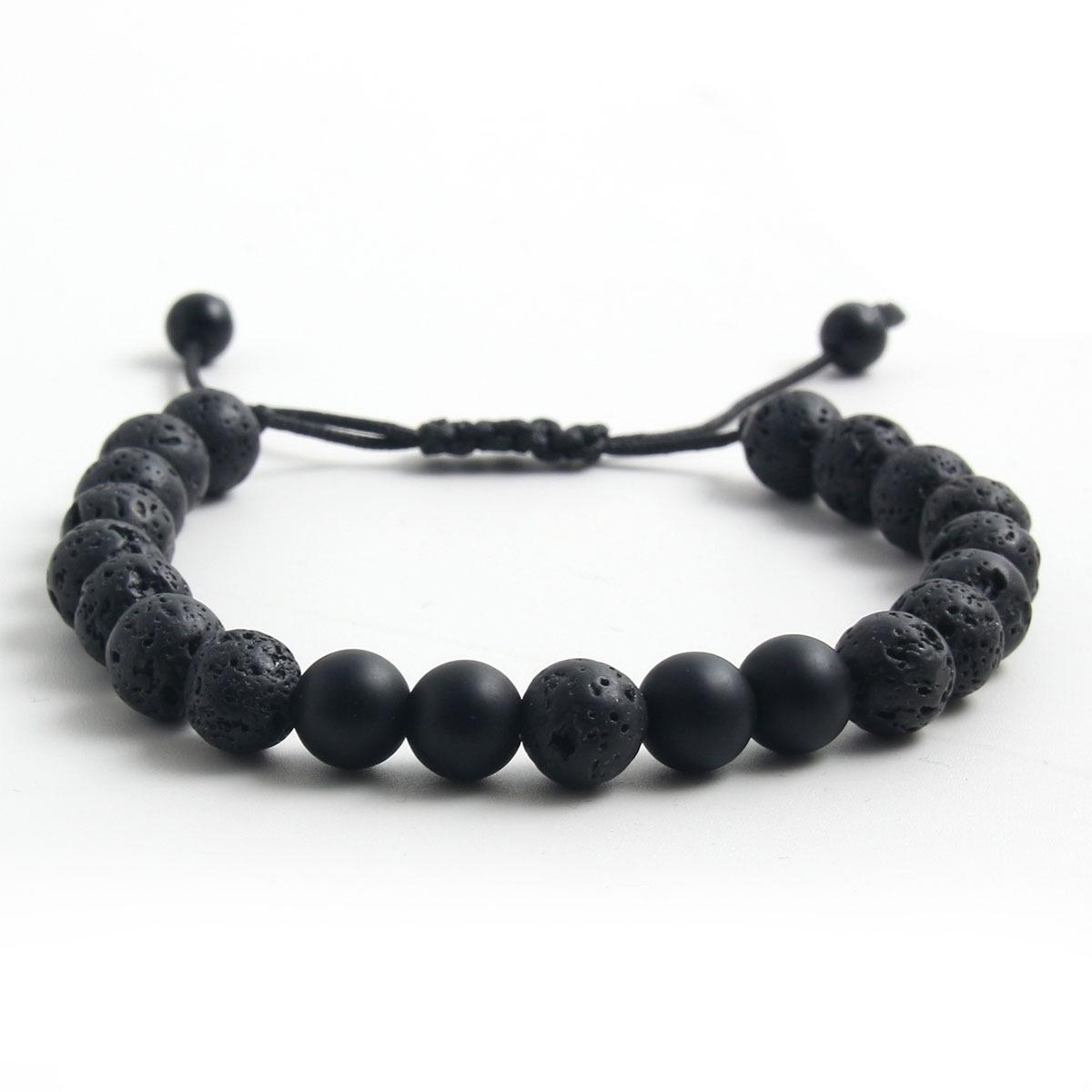 Унисекс Регулируемый Браслет из Тигрового Глаза и Вулканического Камня - Модный и Универсальный