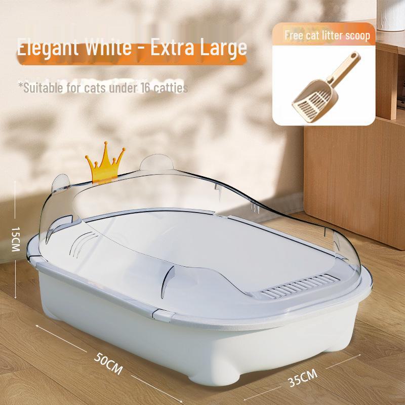 Thickened Semi-Enclosed Oversized Splash-Proof Cat Litter Box