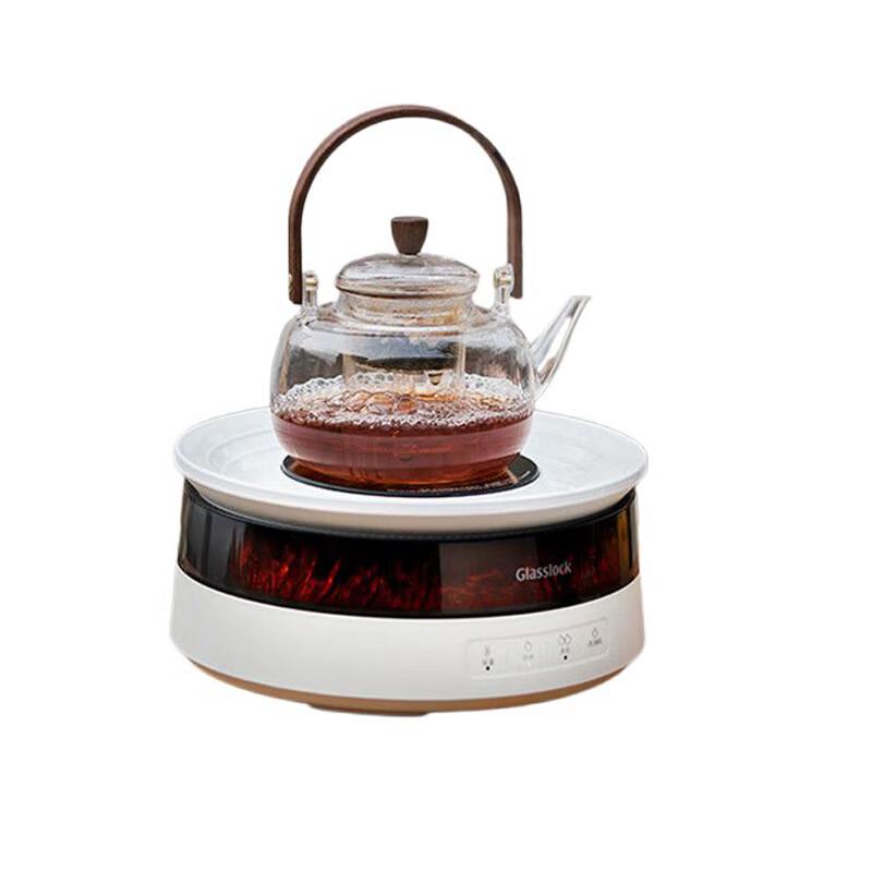 Glasslock GE-HI03WH Simulated Charcoal Fire Electric Tea Set CN plug (adapter included)