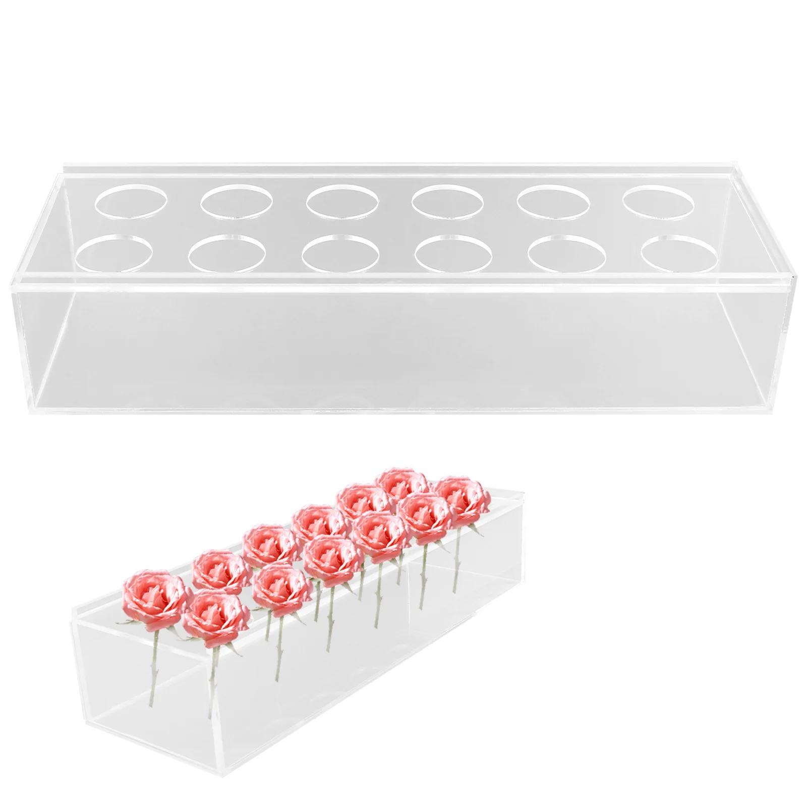 

Акриловая ваза для цветов Прозрачная прямоугольная ваза для цветов Декоративная 12 дюймов длиной Продолговатый прямоугольник Цветочная центральная композиция Домашний декор