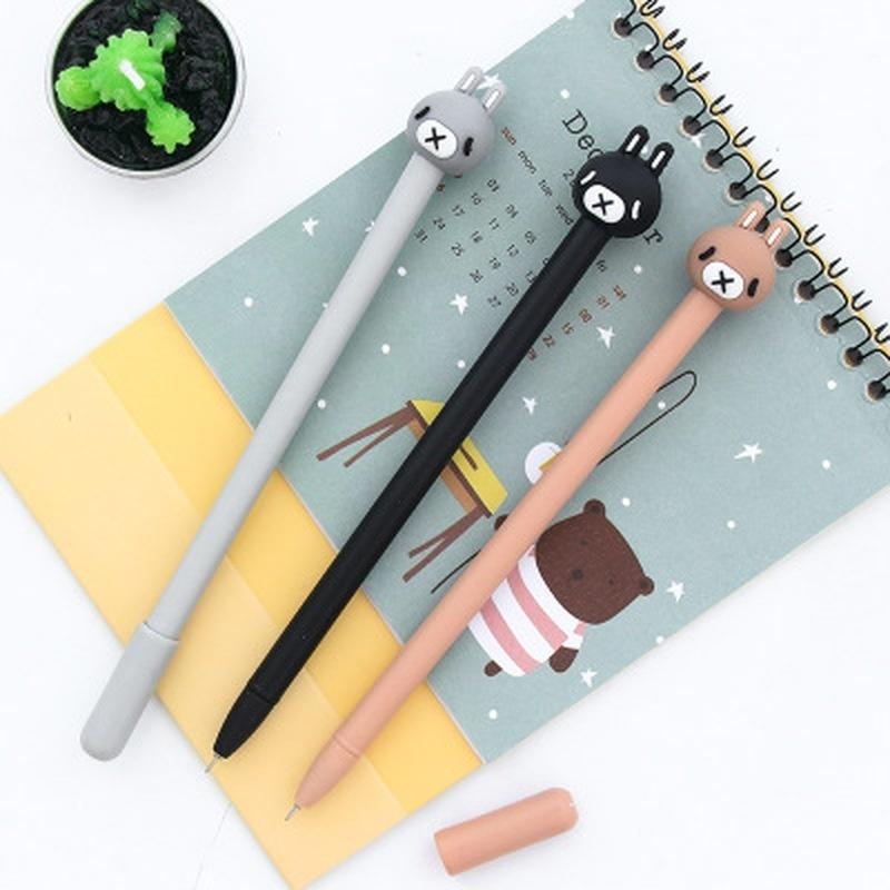 1pcs Hot Sale Rabbit Head 0.5mm Black Ink  Smooth Gel Ink Pen Student Stationary