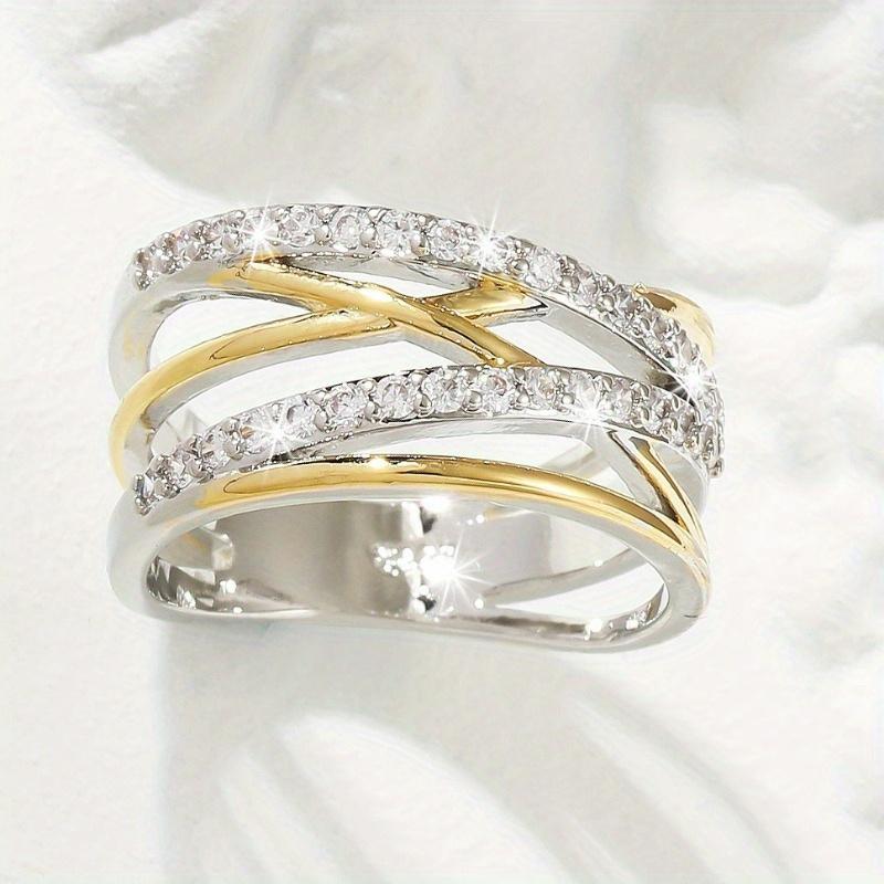 Cubic Zirconia Alloy Ring Timeless Fashion Design Elegant Luxury Perfect for Engagement, Wedding Anniversary