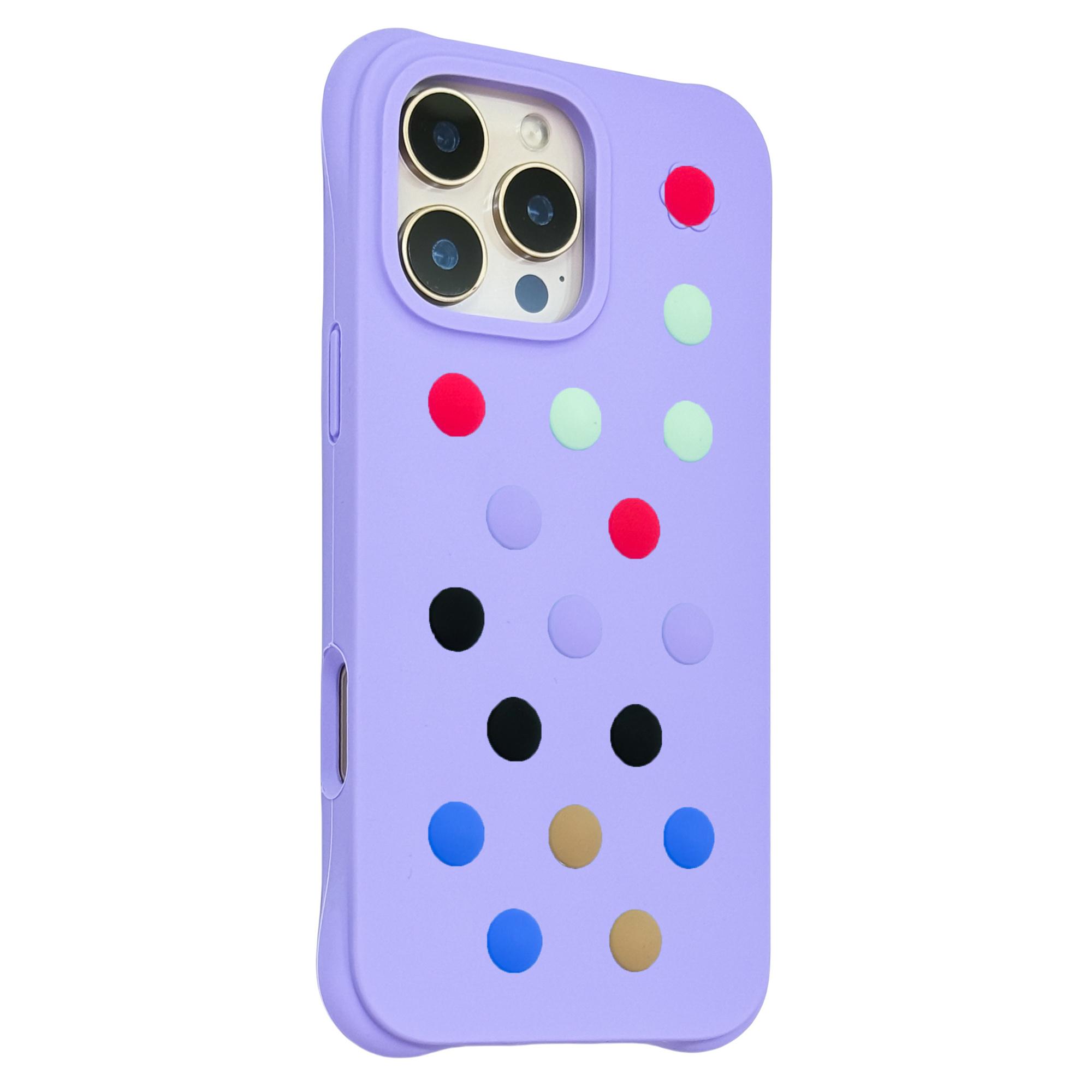 

For iPhone 16 Pro Max Liquid Silicone Case Hollow Out Phone Cover with DIY Mixed Dots K