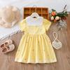 Vestido de verano para niñas de 2 a 6 años, de algodón, con cuello vuelto y manga corta.