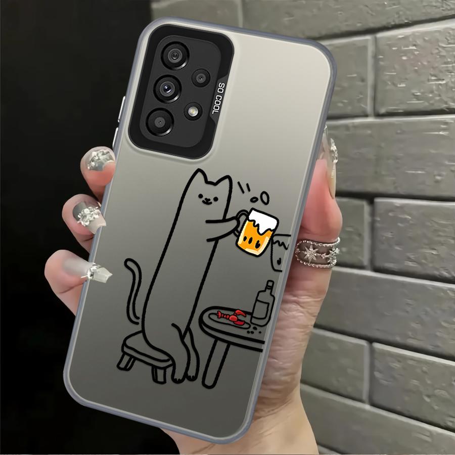 Funny Cat Clear Couple Paired Back Phone Cover Case for Samsung Galaxy A54 A72 A51 A52 A04 A05 A71 A03 A06 A07 A50 A10 A20 A56