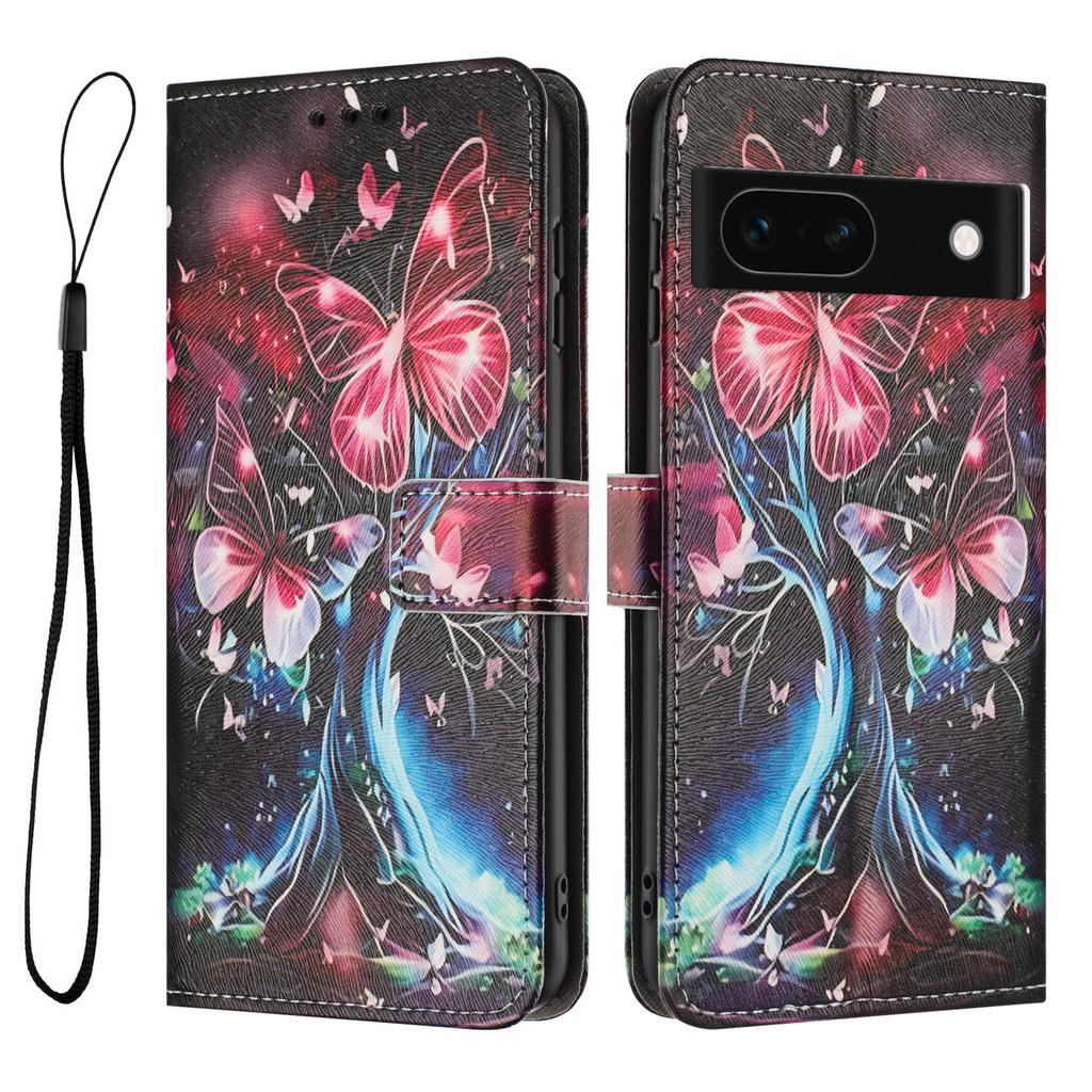 YX-2501 For Google Pixel 8a Case Pattern Printing PU Leather Wallet Phone Cover with Lanyard