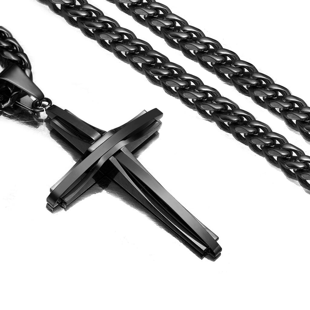 Vintage Cross Pendant Necklace Punk New Design Classic 316L Stainless Steel Curb Chain Men Women Necklace Jewelry