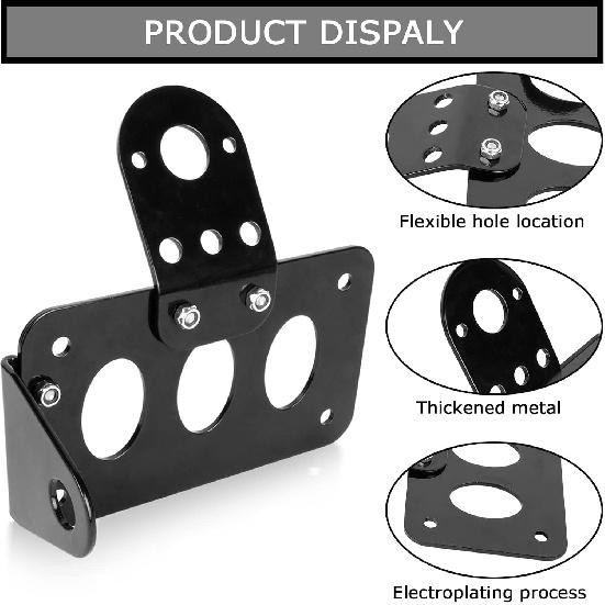 PSLER 3/4" Side Mount Motorcycle License Plate Bracket for Bobber Chopper Custom Bike Sportster Bobber Custom(Black)
