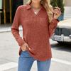 Women's Fashionable Solid Color Long Sleeved Collar Pocket Loose T-shirt Top