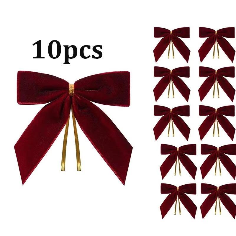 10Pcs Christmas Bow Decoration Christmas Tree Hanging Ornaments Bowknot For Xmas Wreath New Year Navidad Gifts Bow