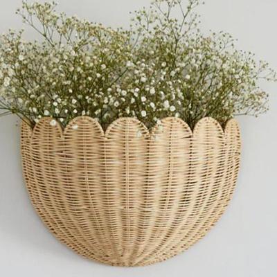 Panier Suspendu Mural en Rotin Tressé Dentelle - Rangement Décoratif pour la Maison & la Chambre d'Hôtes