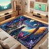 Space Cosmic Theme Crystal Velvet Floor Rug Personalized Custom Name Text Warm Carpet Home Decoration