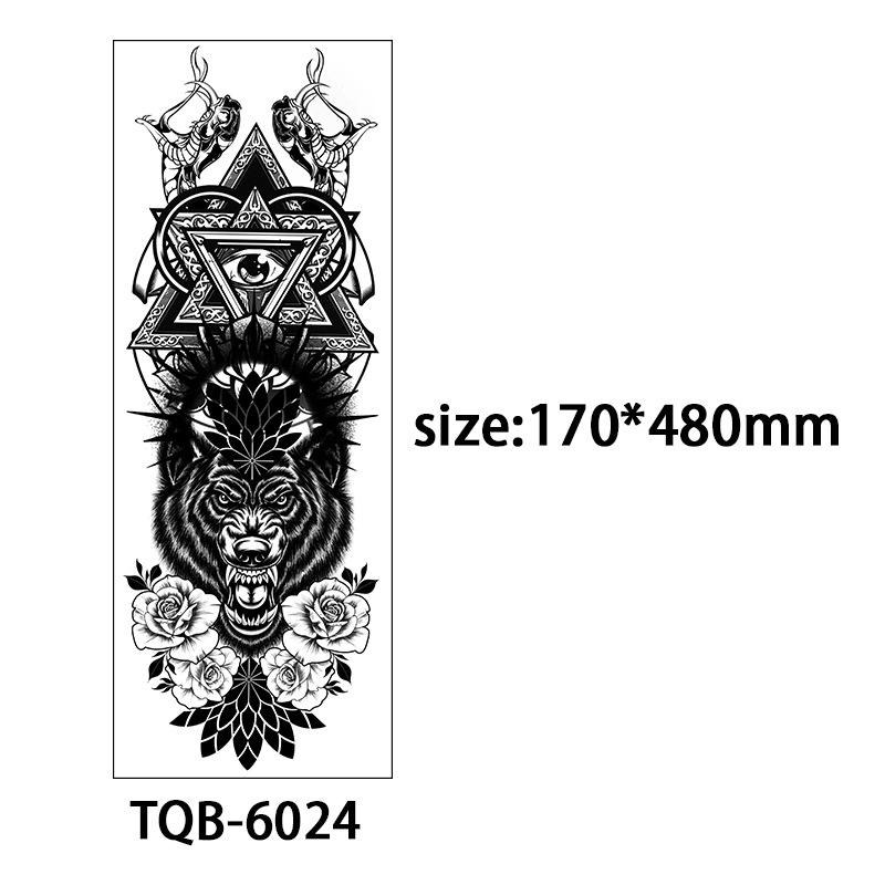 Full Arm Tattoo Sticker Full Arm, Big Picture Lion Tiger Wolf Animal Big Flower Arm Tattoo Sticker