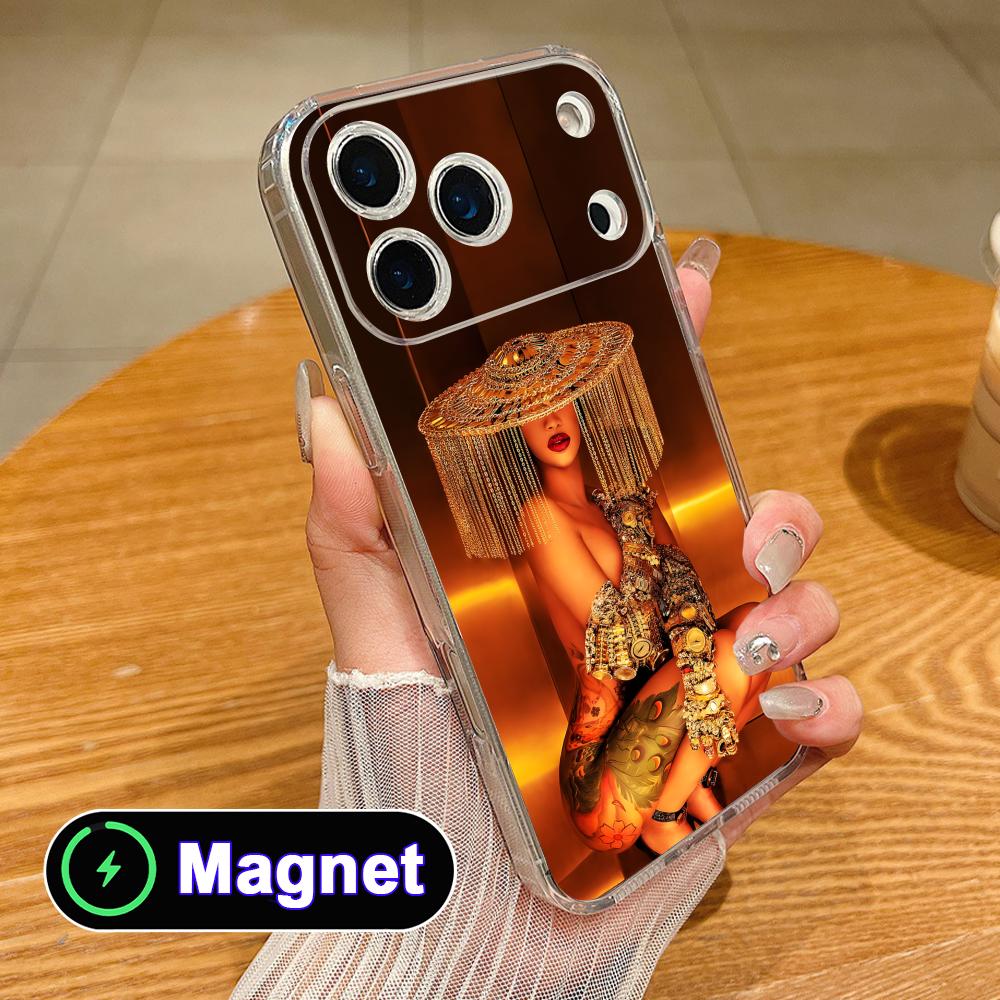 Cardi B Clear TPU Magsafe Mobile Phone Case for iPhone 17 16 15 14 13 12 11 Air Pro Max Plus Mini Colorful Cover
