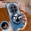 Shockproof Glitter Plating Case For Vivo X200 mini X200S X100 X100S Pro Ultra Crystal Bracelet Mirror Magnetic Holder Cover