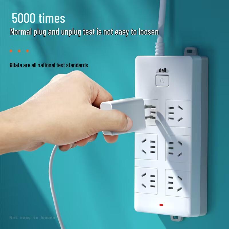 Deli 18168-03 6-Outlet Power Strip with 3m Cable and Leakage Protection CN plug (adapter included)