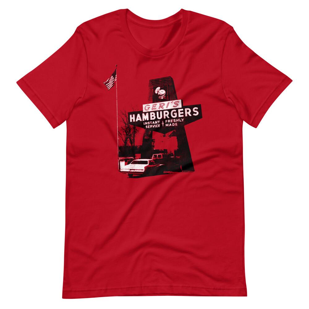 Geri's Hamburgers Vintage Style Tee Shirt Short-Sleeve Unisex T-Shirt
