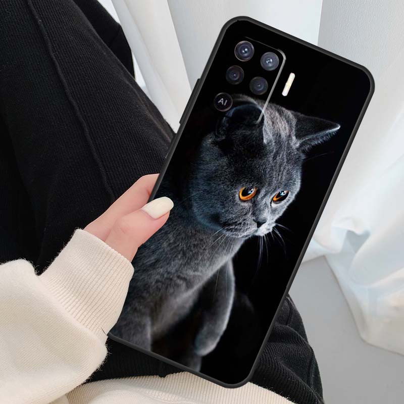 

Grey British Shorthair Cat Case For Oppo A54 A74 A94 A18 A57 A17 A77 A38 A58 A78 A98 A80 A60 A40 A96 A76 A16 A15 A5 Pro OPPO A54 5G
