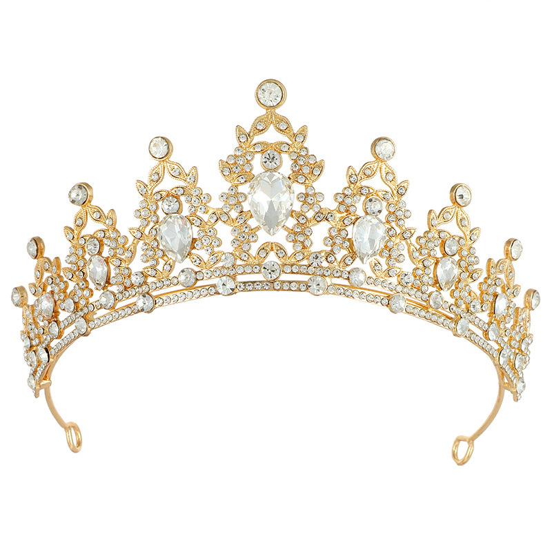 European and American Fashionable Alloy Crown Headwear Birthday Hairband Diamond Queen Baroque Crown Headwear