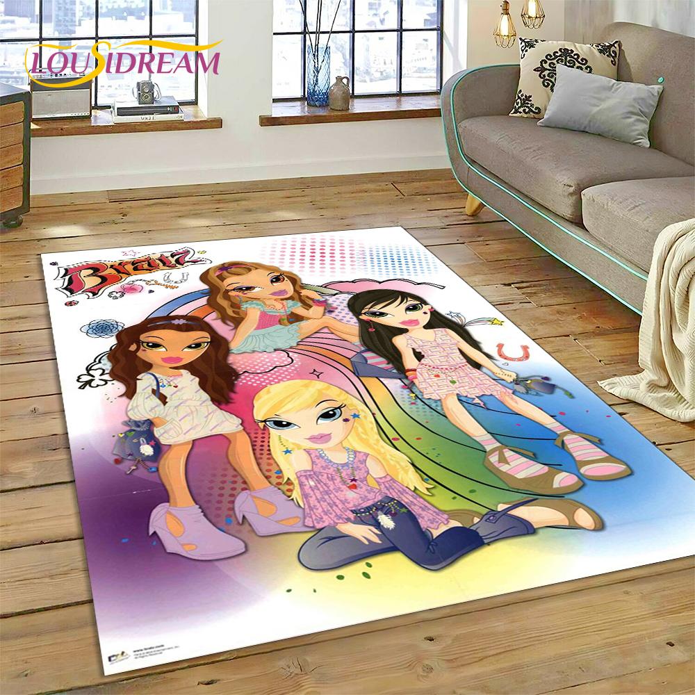 3D Cartoon Bratz Girlz Rock Game HD Carpet Rug for Home Living Room Bedroom Sofa Doormat Decor,kids Area Rug Non-slip Floor Mat