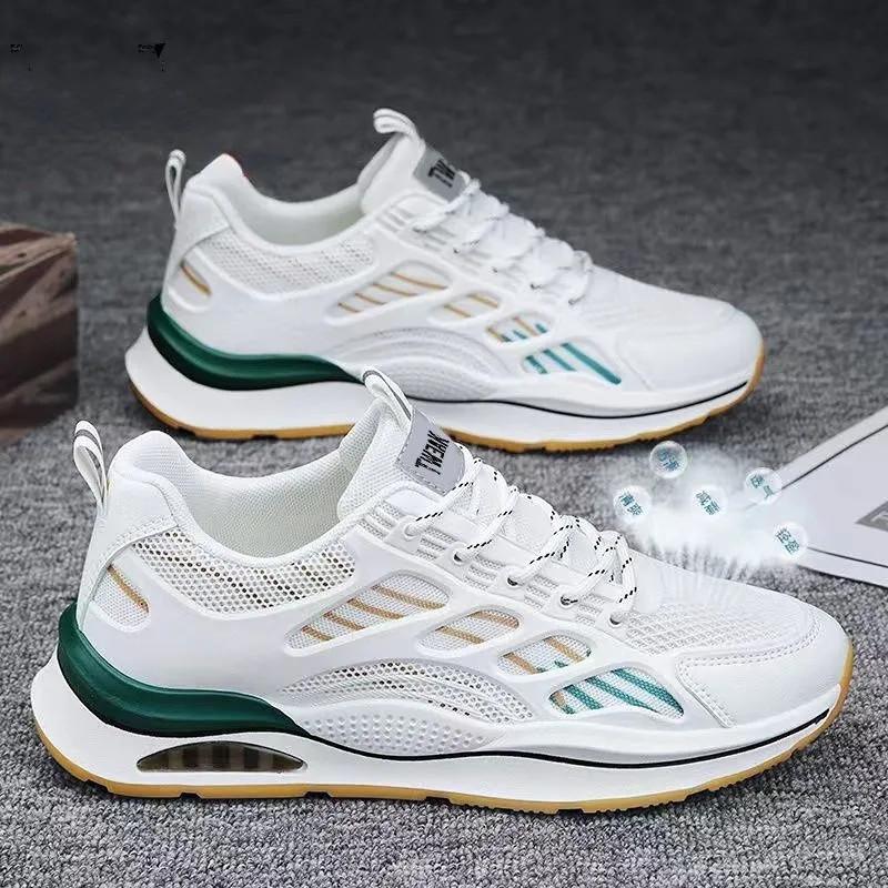 

Мужские кроссовки новая весна, лето и осень сетчатые дышащие повседневные удобные белые туфли спортивная обувь 44