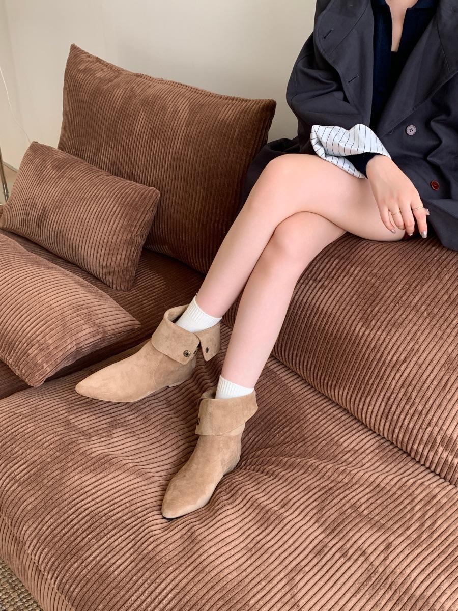 

Can wear two khaki short boots women s 2025 spring and autumn retro suede western boots women s fashion versatile thick heel Martin boots 39 абрикосовый