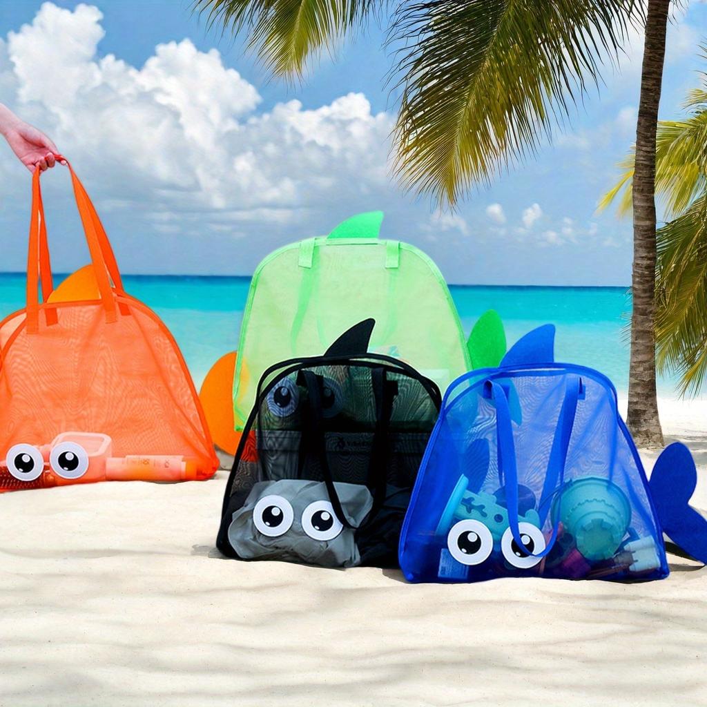 Netz-Strandtasche, Große Strandtasche mit Tasche für die Familie, Pooltasche für Spielzeug & Urlaubsutensilien, Strand-Must-Haves Spielzeug Muschel-Taschen
