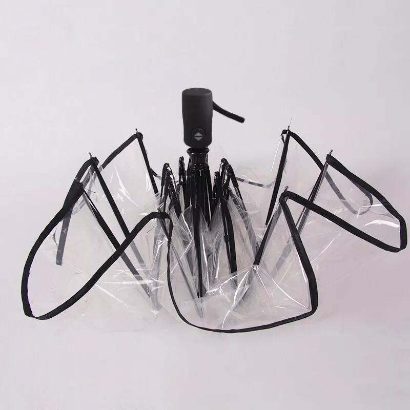 Automatic Umbrella Transparent Manual Umbrella Women's Folding Umbrellas Parasol For Rain And Sun Windproof Business