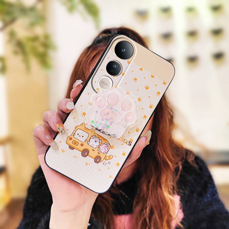 Fashion Design Dirt-resistant Phone Case For VIVO V50 Lite 5G Global Rotatable stand Quicksand Waterproof Cartoon TPU