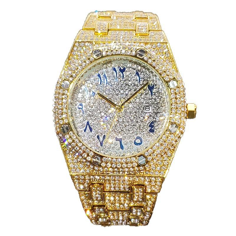 Gold Quartz Arabic Numerals Full Diamond High-end Men's Watch Gentleman's Watch