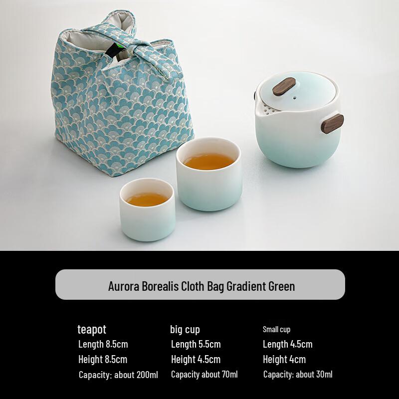 

Ink Wash Portable Solo Travel Tea Set Northern Lights Cloth Bag