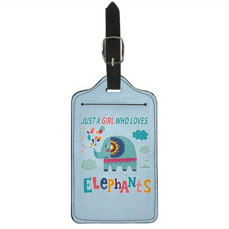

1 шт. багажная бирка в виде слона с печатными буквами на английском языке, бирка для чемодана, дорожная сумка, защита от потери посадочного талона Blue luggage tag