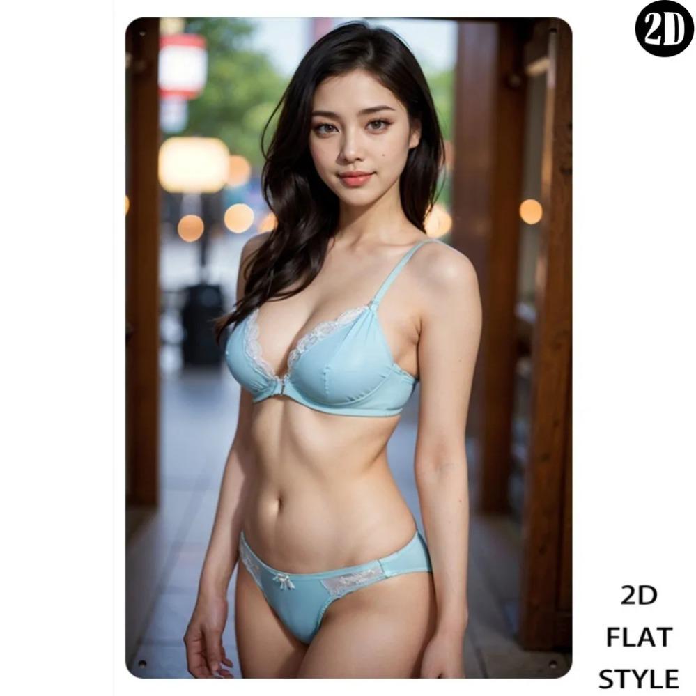 

Retro Blue Lace Metal Wall Art 8x12 Inch Vintage Woman Painting Home Decor 20x30cm білий