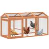 Poulailler avec enclos en liberté avec perchoir, double porte, en bois et métal, pour 4 poules, 156 x 70,5 x 84 cm Orange