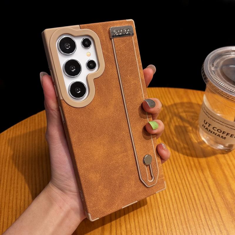 

Роскошный кожаный магнитный чехол для телефона Samsung S25 Ultra S24 Plus S23 S22 Ultra матовый ударопрочный беспроводной зарядный мягкий тонкий бампер Samsung S25 коричневый