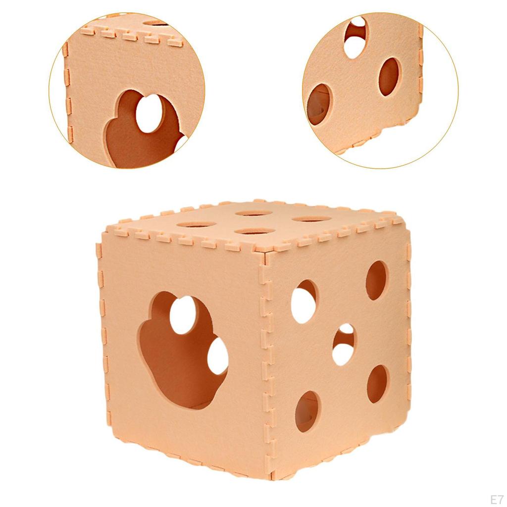 Cat Bed Foldable Kitten Condo Cube, Soft Scratch Resistant Cube House, Hideaway for